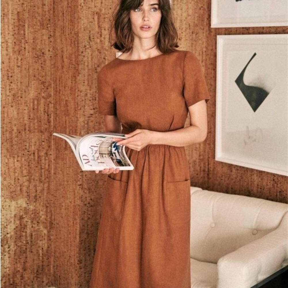 Sezane Odalie Backless Linen Midi
Dress Mocha EU 34 - Picture 4 of 10